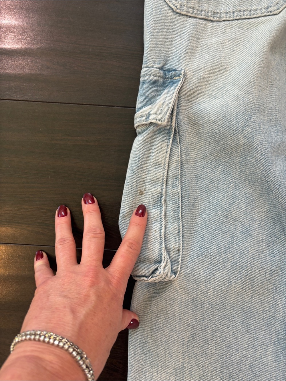 PacSun Pale Blue Wide Baggy Leg Cargo Jeans Size 28 x 30 - Picture 8 of 9